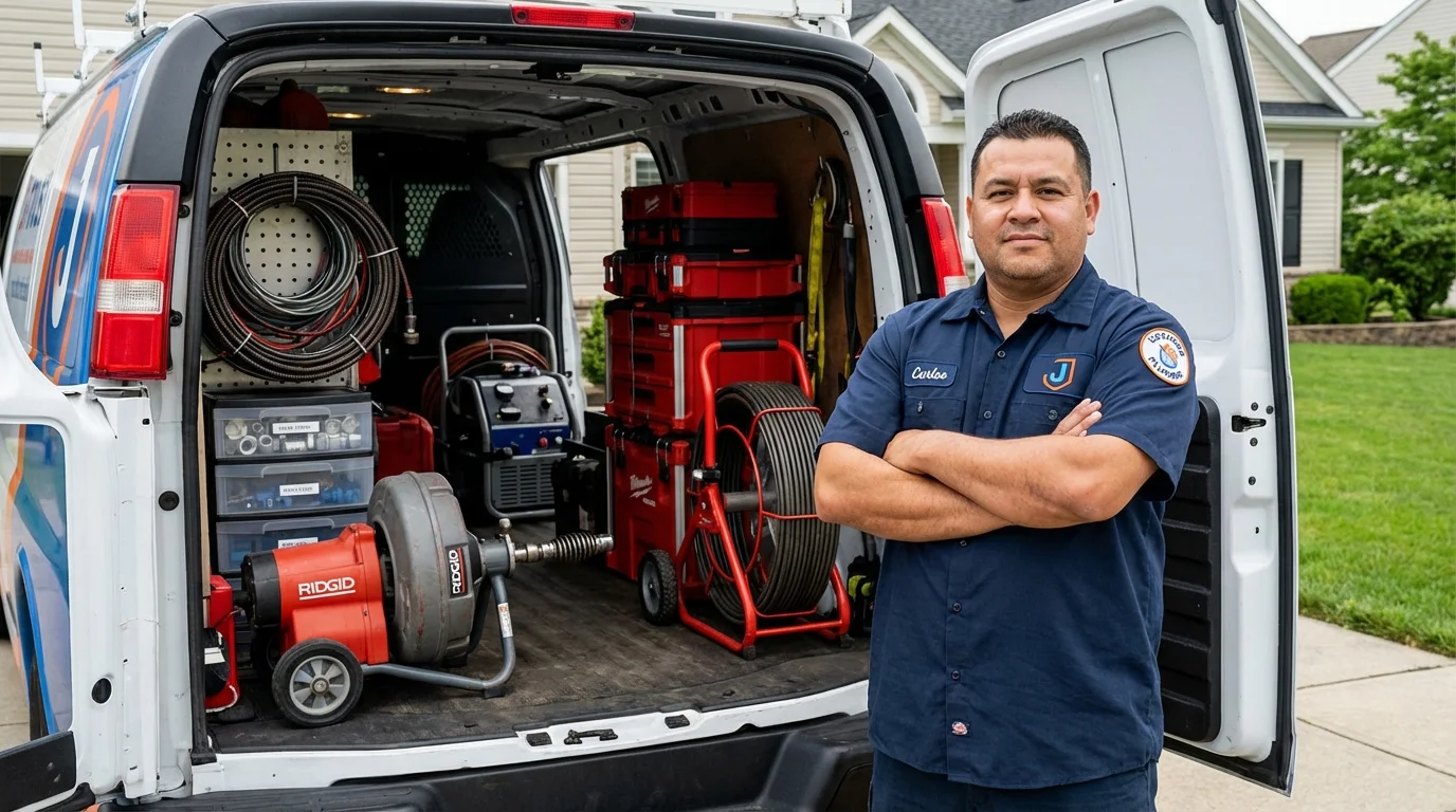 Professional drain cleaning equipment and Johns Plumbing LLC plumber in Muskego
