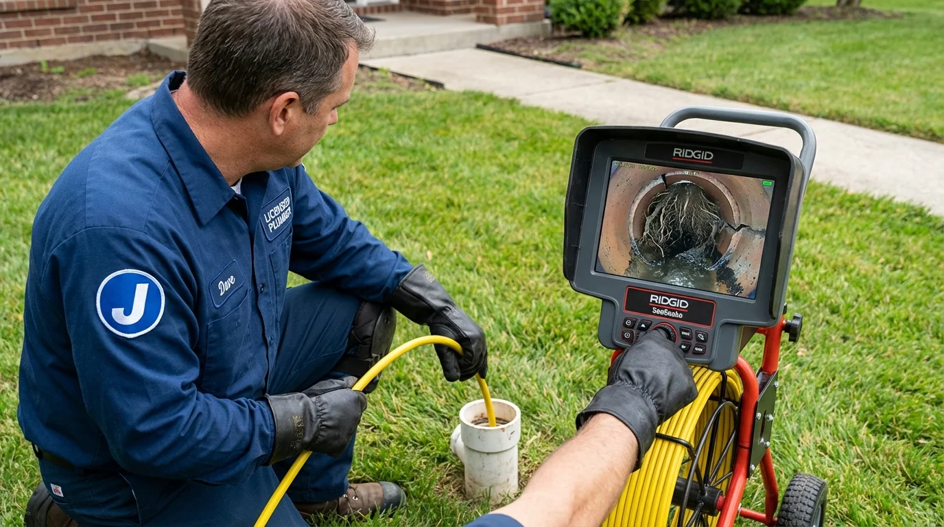 Sewer camera inspection being performed by Johns Plumbing LLC in Muskego